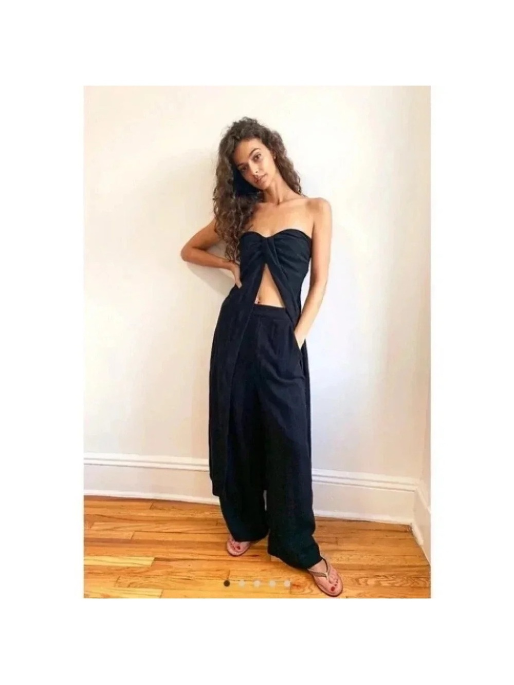 NWT Free People Banita Two-Piece Linen-Blend Pants Set Black XS - Picture 2 of 7